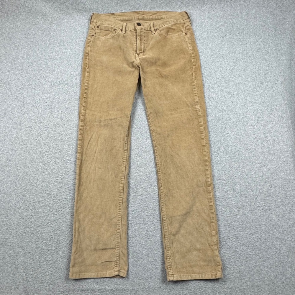 Levis 514 Straight Fit Corduroy Pants Mens 33x32 Tan Khaki Stretch Cotton 540196